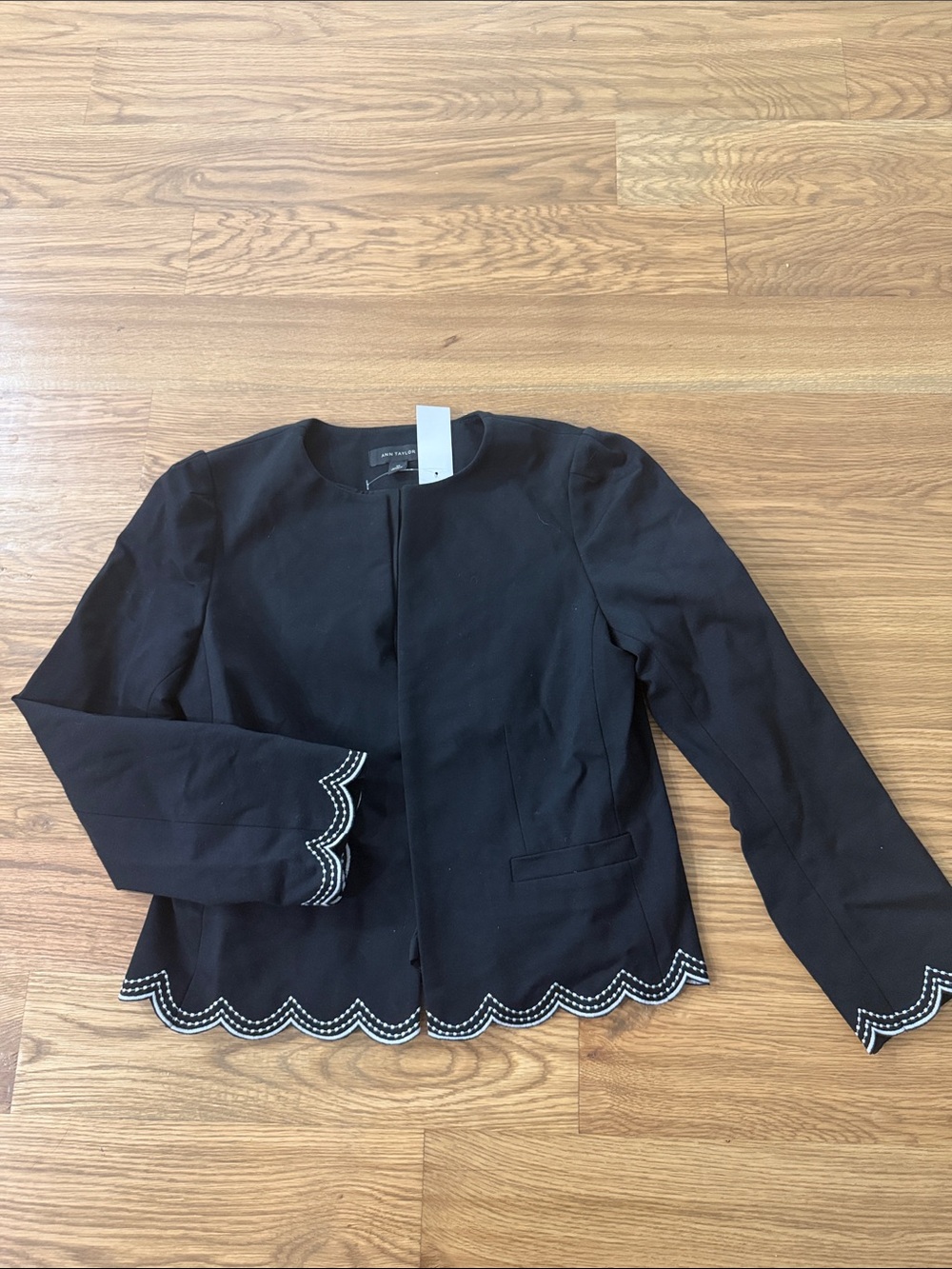Ann Taylor Black Scalloped Trim Blazer